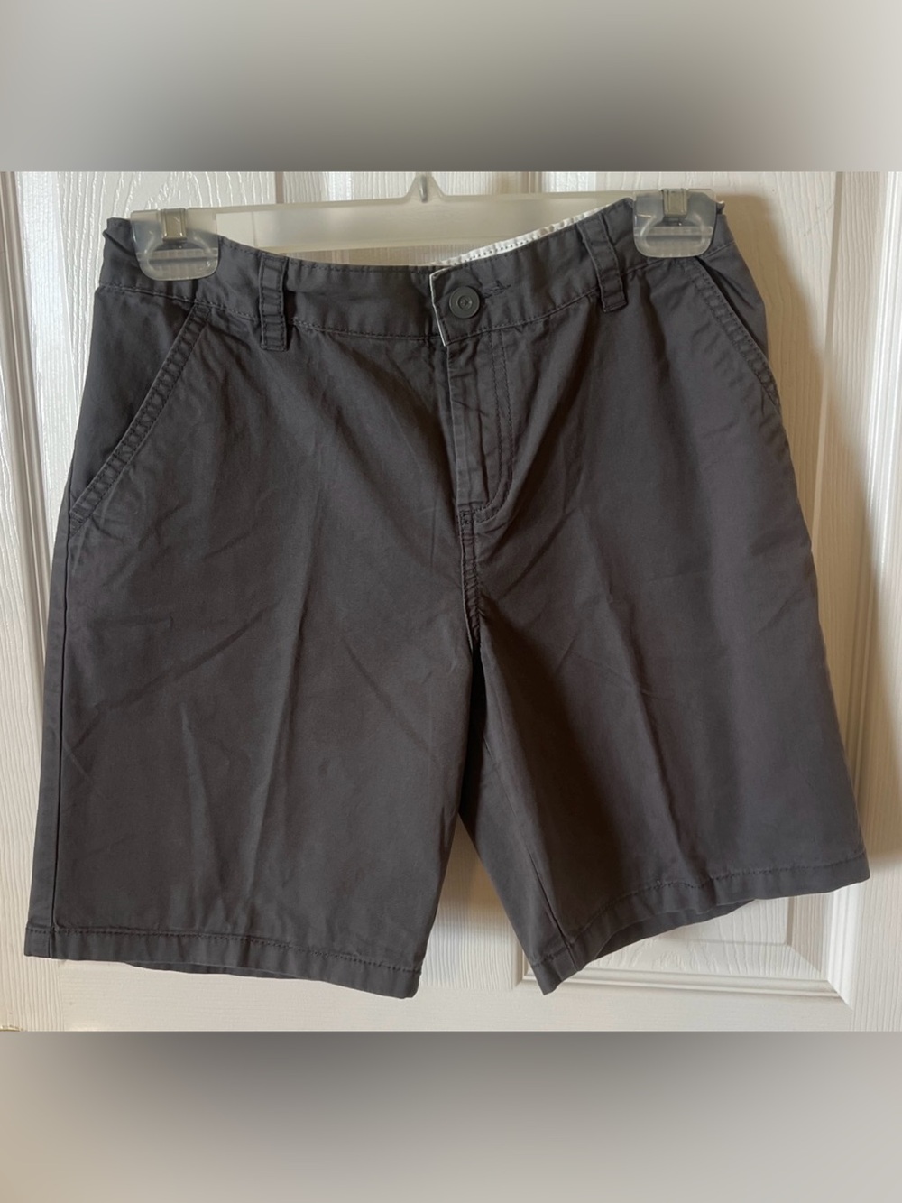 Boys Cat & Jack Grey Khaki Shorts Sz XL (14) 100% Cotton w adjustable waist